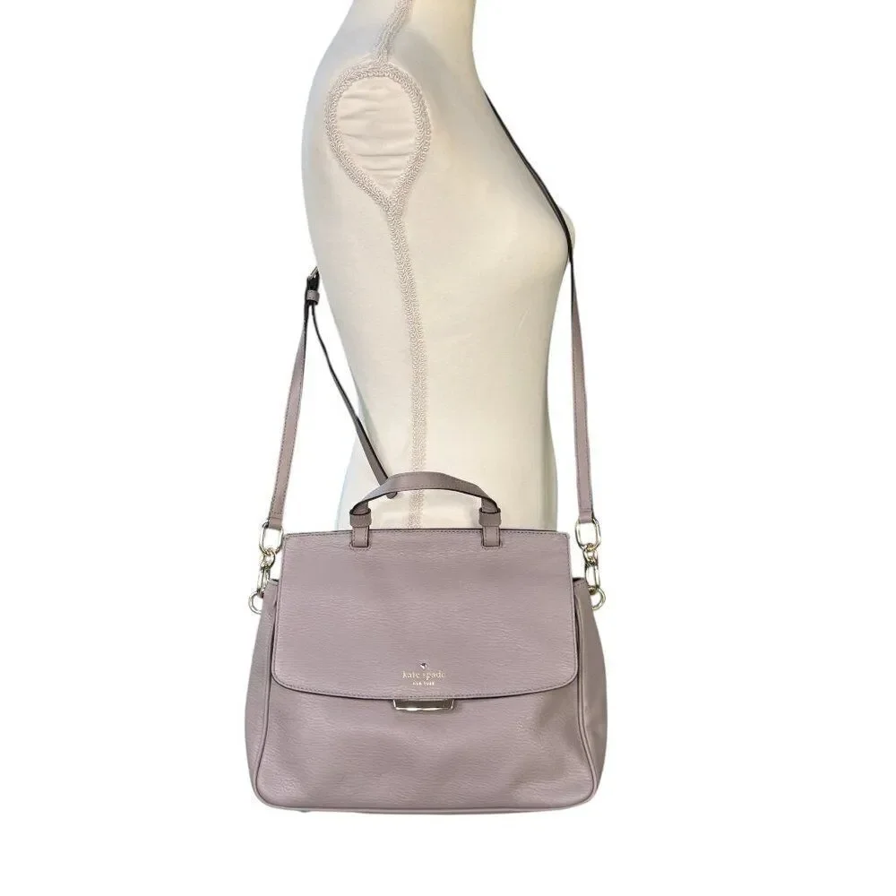Kate Spade Rae Robinson Lane City Scape Leather Crossbody Satchel Grey